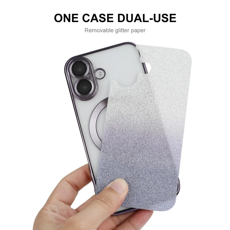 ENAKY HAT PRINCE For iPhone 16 Plus Magnetic Case Glitter TPU Phone Back Cover with Lens Film - Purple