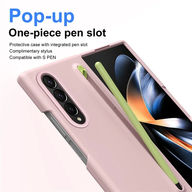 Para Samsung Galaxy Z Fold4 5G Case Hard PC Cover Con Stylus - Rosa