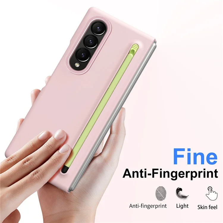 Для Samsung Galaxy Z Fold3 5G Case Case Hard PC Телефона с Запеченной Стеклянной Пленкой и Стилусом - Розовый