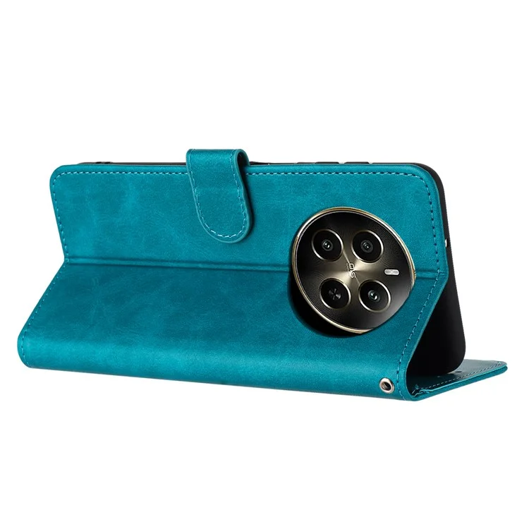 For Realme Narzo 70 5G / Narzo 70 Pro 5G / P1 5G / 12 4G / 12+ 5G Case Flip Stand PU Leather Wallet Phone Cover Calf Texture - Green