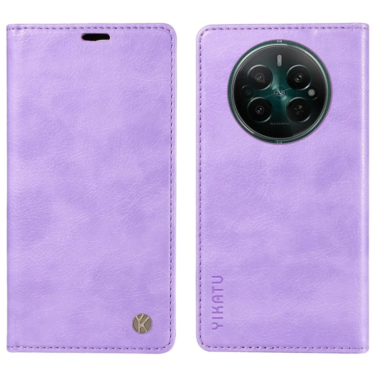 Yikatu YK-006 Para Realme Narzo 70 5G / Narzo 70 Pro 5G / P1 5G / 12 4G / 12+ 5 g Case Willet Litchi Grain Cuero Cover - Púrpura