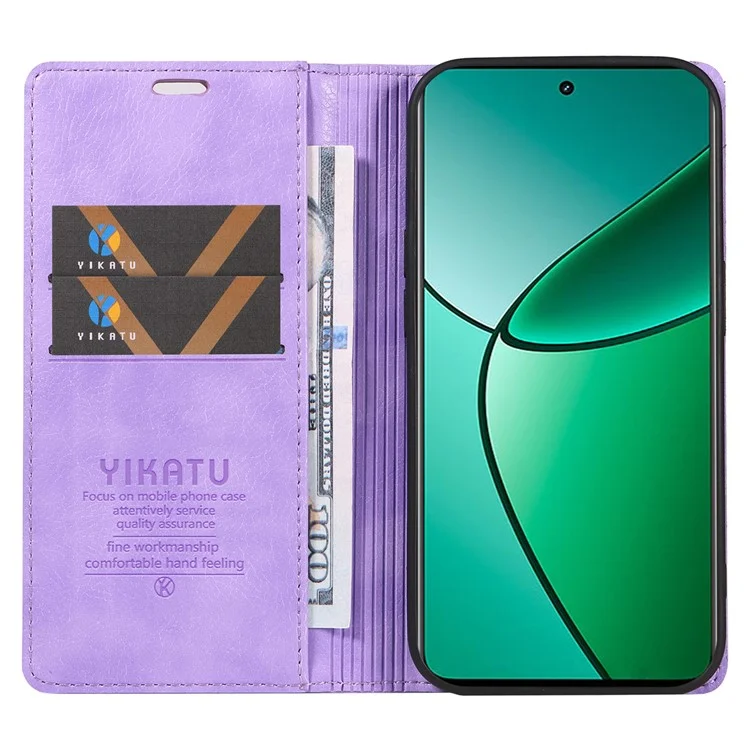 Yikatu YK-006 Para Realme Narzo 70 5G / Narzo 70 Pro 5G / P1 5G / 12 4G / 12+ 5 g Case Willet Litchi Grain Cuero Cover - Púrpura