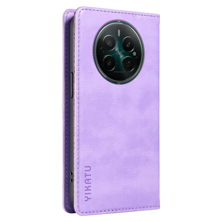 Yikatu YK-006 Para Realme Narzo 70 5G / Narzo 70 Pro 5G / P1 5G / 12 4G / 12+ 5 g Case Willet Litchi Grain Cuero Cover - Púrpura