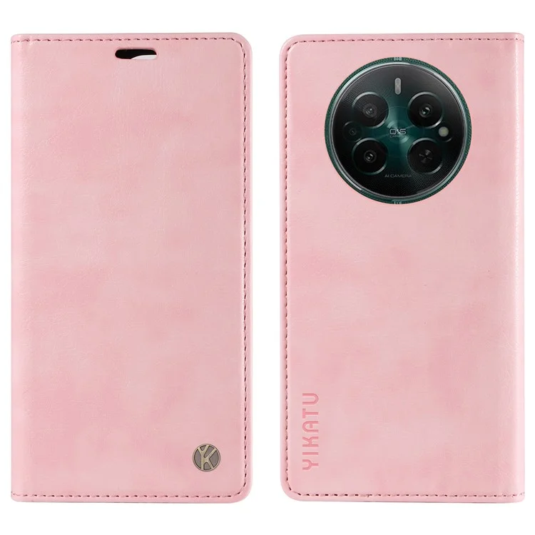 Yikatu YK-006 Pour Realme Narzo 70 5G / Narzo 70 Pro 5G / P1 5G / 12 4G / Couverture de Téléphone en Cuir en Cuir à Grains Litchi - Rose