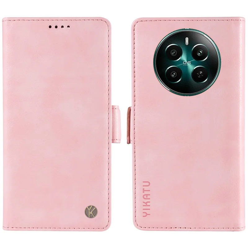 Yikatu YK-007 Para Realme Narzo 70 5G / Narzo 70 Pro 5G / P1 5G / 12 4G / 12+ 5 g de Caja Lateral Hebilla PU Cuero Cubierta Litchi Textura - Rosa