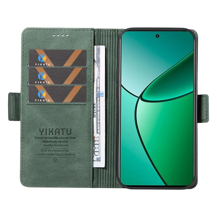 Yikatu YK-005 Per Realme Narzo 70 5G / Narzo 70 Pro 5G / P1 5G / 12 4G / 12+ Case 5g PU Paformato Pulla Copertura Per Copertura Pietro Sensi - Verde