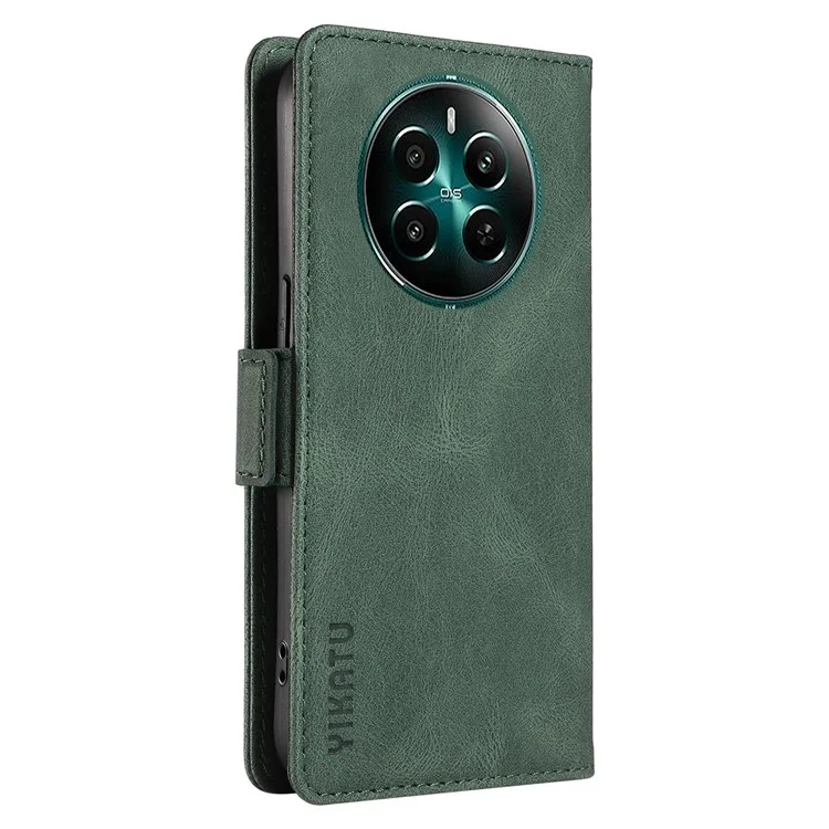 Yikatu YK-005 Per Realme Narzo 70 5G / Narzo 70 Pro 5G / P1 5G / 12 4G / 12+ Case 5g PU Paformato Pulla Copertura Per Copertura Pietro Sensi - Verde