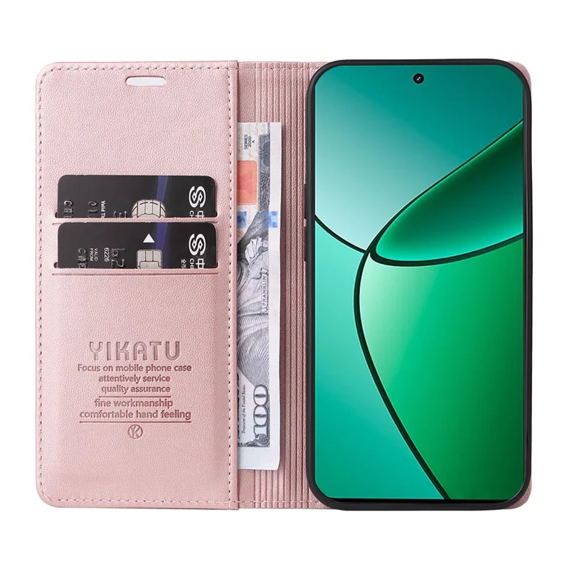 YIKATU YK-001 For Realme Narzo 70 5G / Narzo 70 Pro 5G / P1 5G / 12 4G / 12+ 5G Case Stand Leather Phone Cover Strong Magnetic Closure - Rose Gold