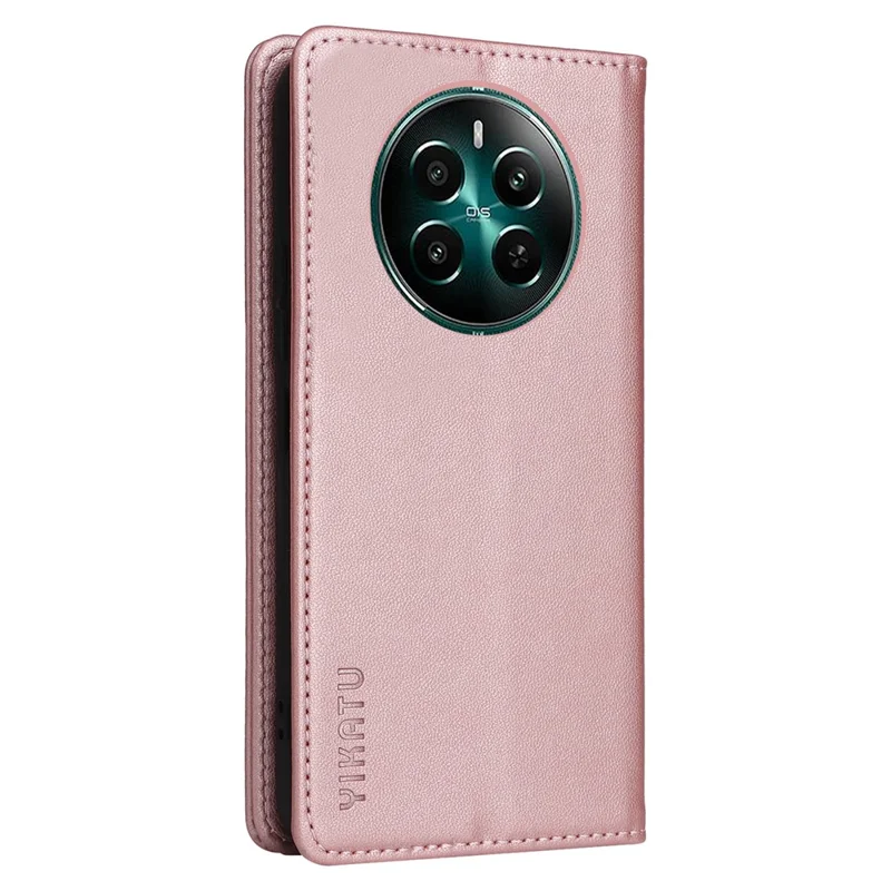 YIKATU YK-001 For Realme Narzo 70 5G / Narzo 70 Pro 5G / P1 5G / 12 4G / 12+ 5G Case Stand Leather Phone Cover Strong Magnetic Closure - Rose Gold
