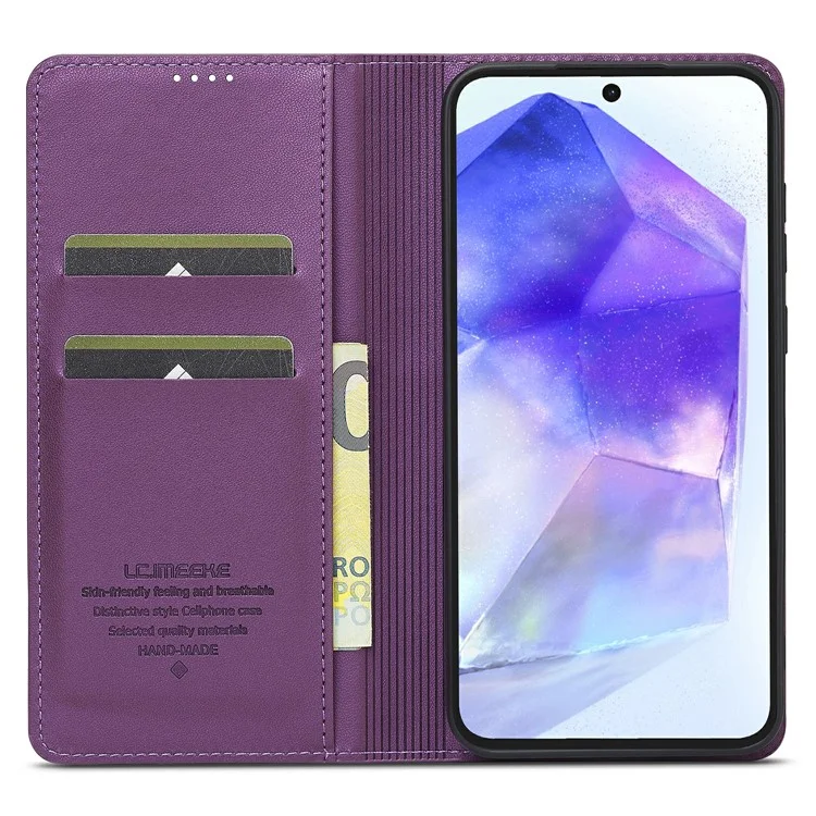 LC.IMEEKE L1 Series para Samsung Galaxy A16 5G / A16 4G Funda de cuero sintético con cartera y soporte Funda protectora para teléfono - Morado