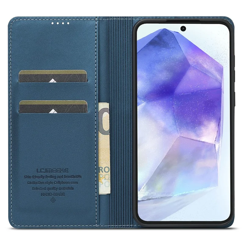 LC.IMEEKE L1 Series for Samsung Galaxy A16 5G / A16 4G Case PU Leather Wallet Stand Protective Phone Cover - Blue