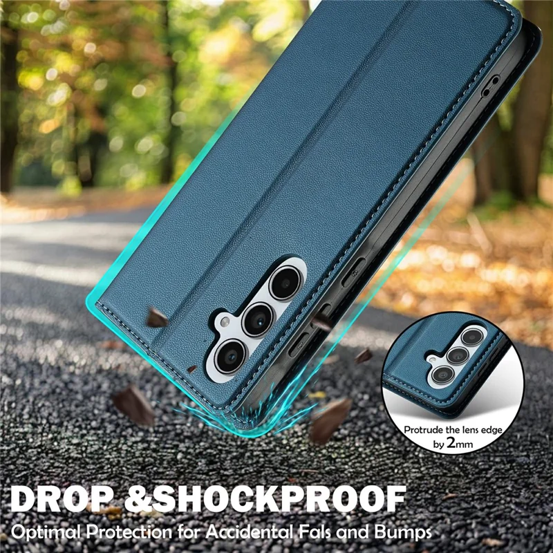 LC.IMEEKE L1 Series for Samsung Galaxy A16 5G / A16 4G Case PU Leather Wallet Stand Protective Phone Cover - Blue