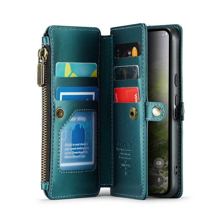 Serie Caseme C36 Para Google Pixel 9 / Bolso de Teléfono de Cuero Crossbody Pixel 9 Pro Case Con 7 Ranuras Para Tarjetas - Verde