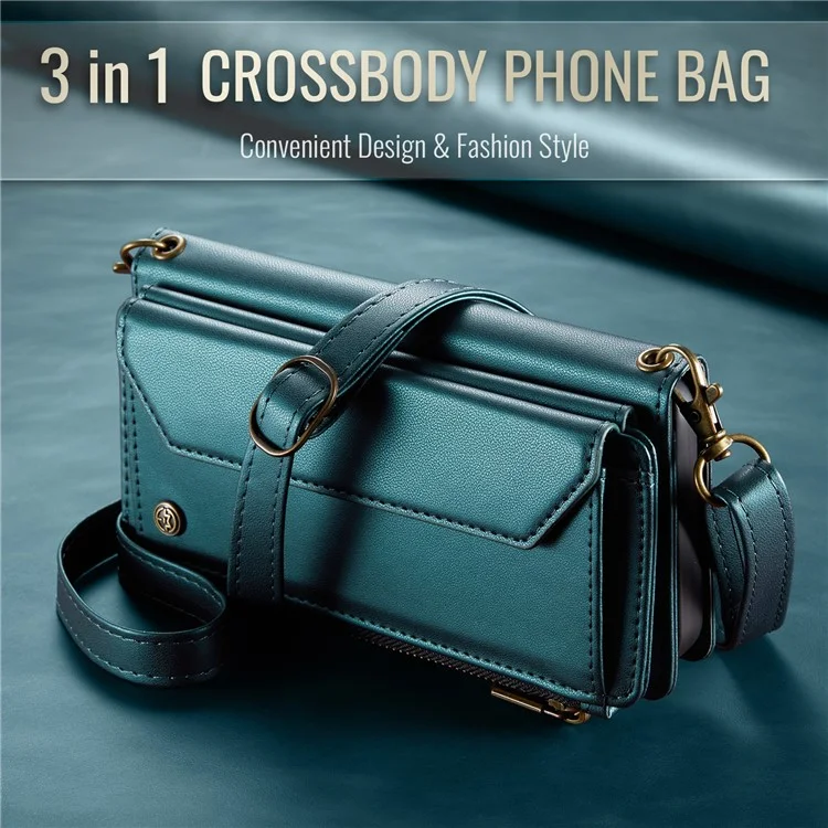 Serie Caseme C36 Para Google Pixel 9 / Bolso de Teléfono de Cuero Crossbody Pixel 9 Pro Case Con 7 Ranuras Para Tarjetas - Verde