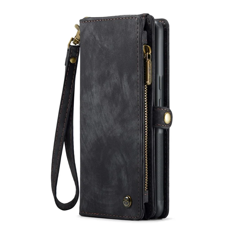For Google Pixel 9 / Pixel 9 Pro Phone Cases CASEME 008 Leather Cover with Detachable Wallet and Strap - Black