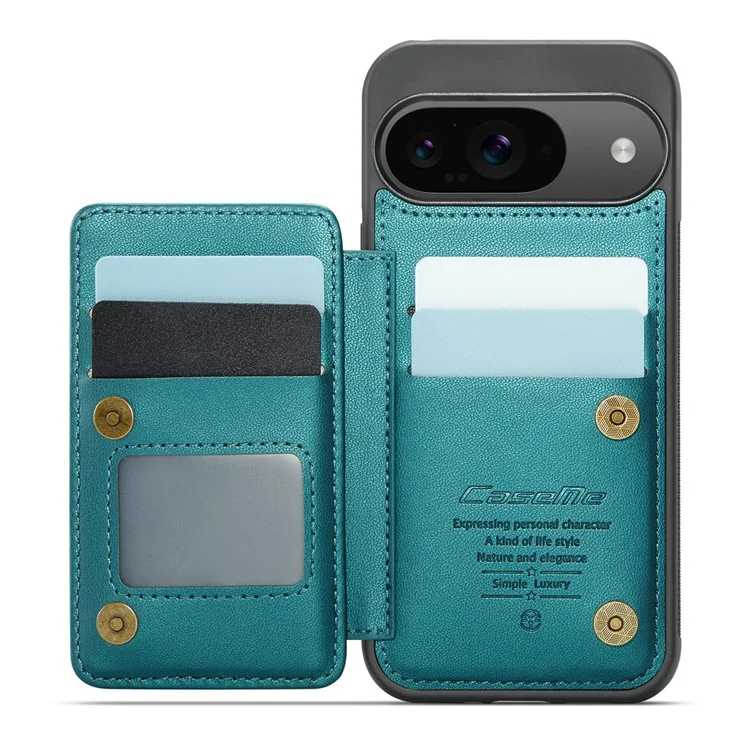 Serie Caseme C22 Per Google Pixel 9 / Pixel 9 Pro Case Leather+TPU Cover RFID Blocking Card Slot - Verde