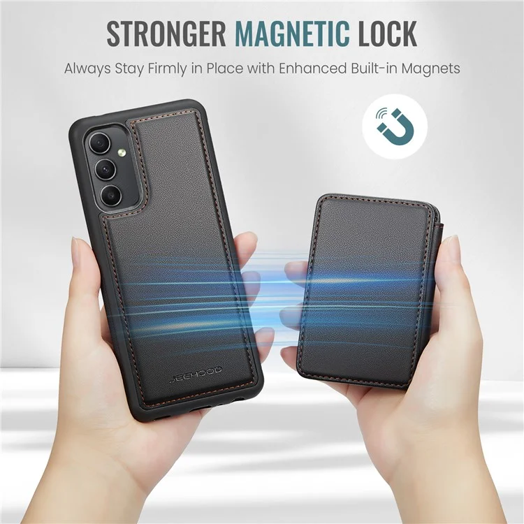 Jeehood J05 Pour Samsung Galaxy A54 5G Carte de Cartes de Cartes de Carte de Boîtier Kickstand Leather + Tpu Téléphone - Noir