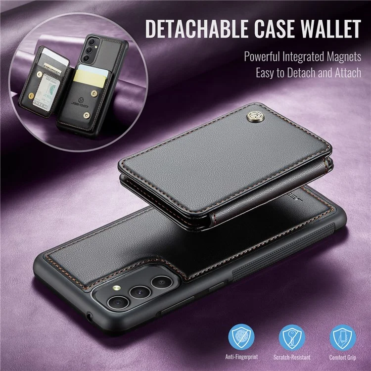Jeehood J05 Pour Samsung Galaxy A54 5G Carte de Cartes de Cartes de Carte de Boîtier Kickstand Leather + Tpu Téléphone - Noir