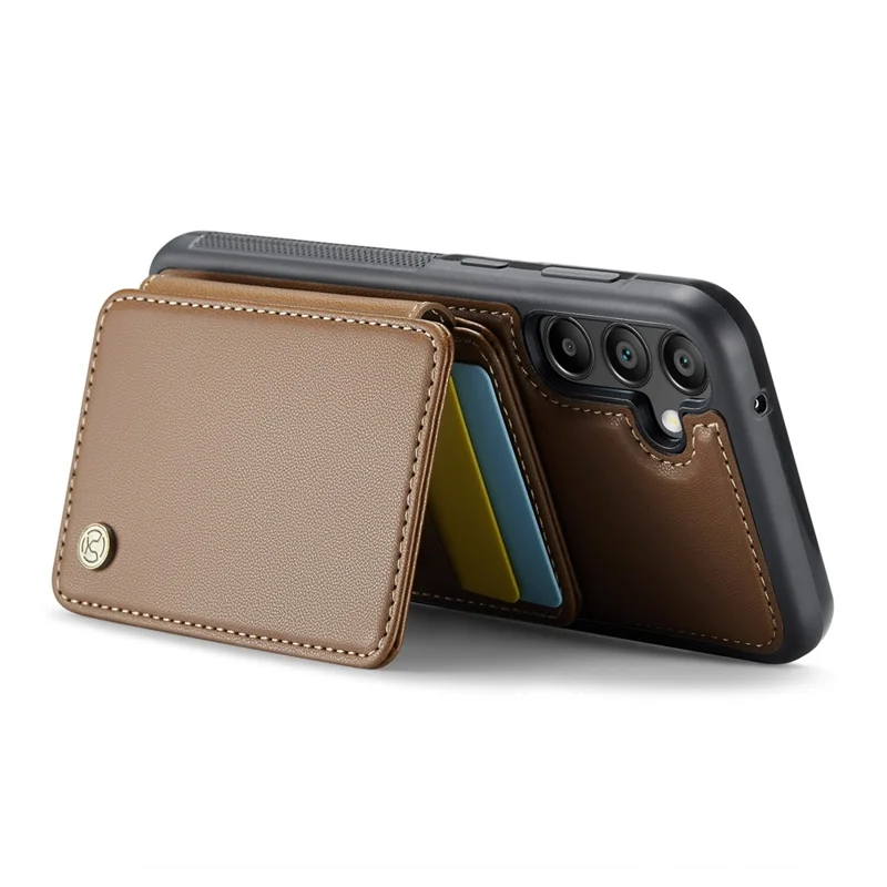 Jeehood J05 Pour Samsung Galaxy A35 5G Carte de Cartes de Cartes de Carte de Cartes Kickstand Leather + Tpu Téléphone - Brun