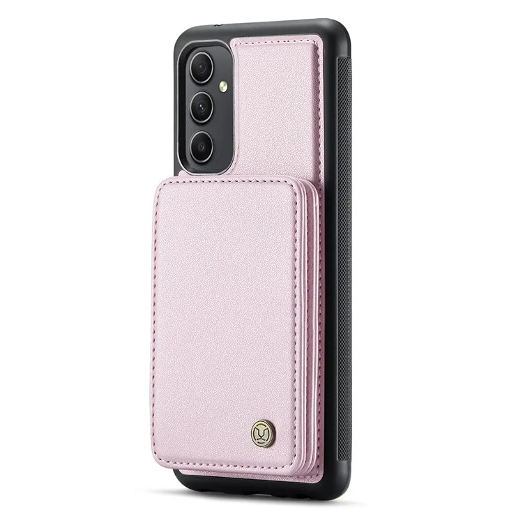 Jeehood J05 Para Samsung Galaxy A34 5G Case Soporte de Tarjetas Tootstand Leather+TPU Phone Cover - Rosa