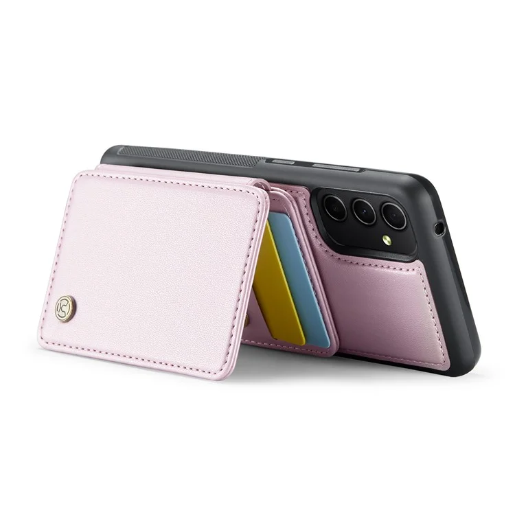 Jeehood J05 Para Samsung Galaxy A34 5G Case Soporte de Tarjetas Tootstand Leather+TPU Phone Cover - Rosa