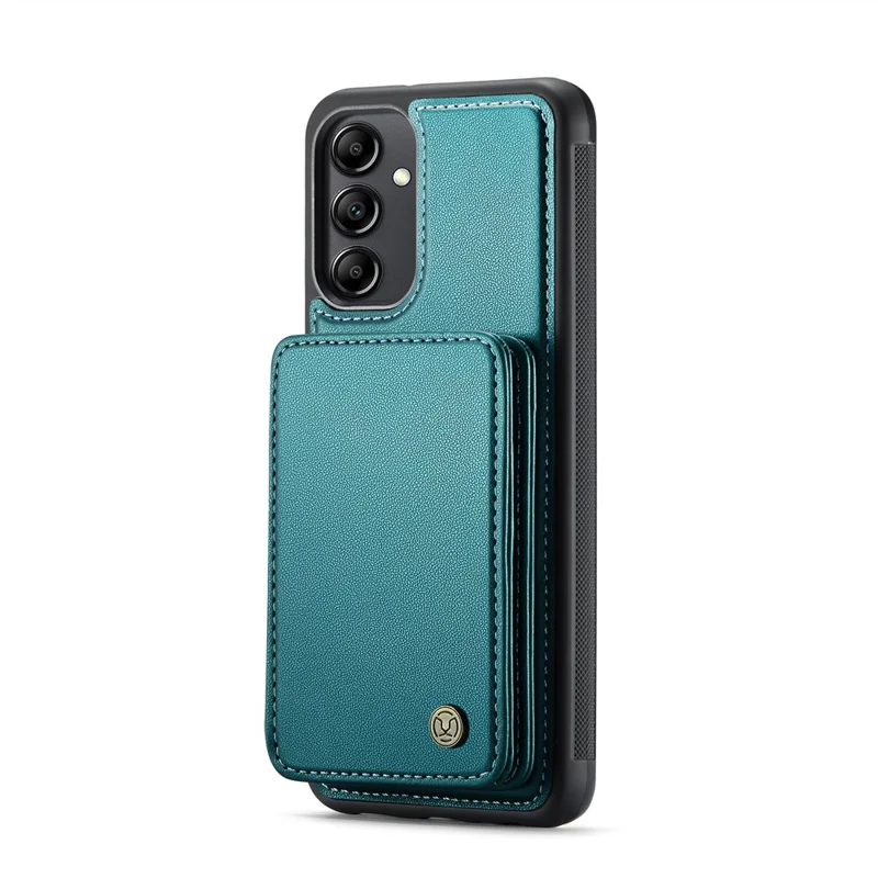 JEEHOOD J05 For Samsung Galaxy A14 4G / 5G Case Leather Mobile Cover with Detachable Magnetic Card Bag - Cyan