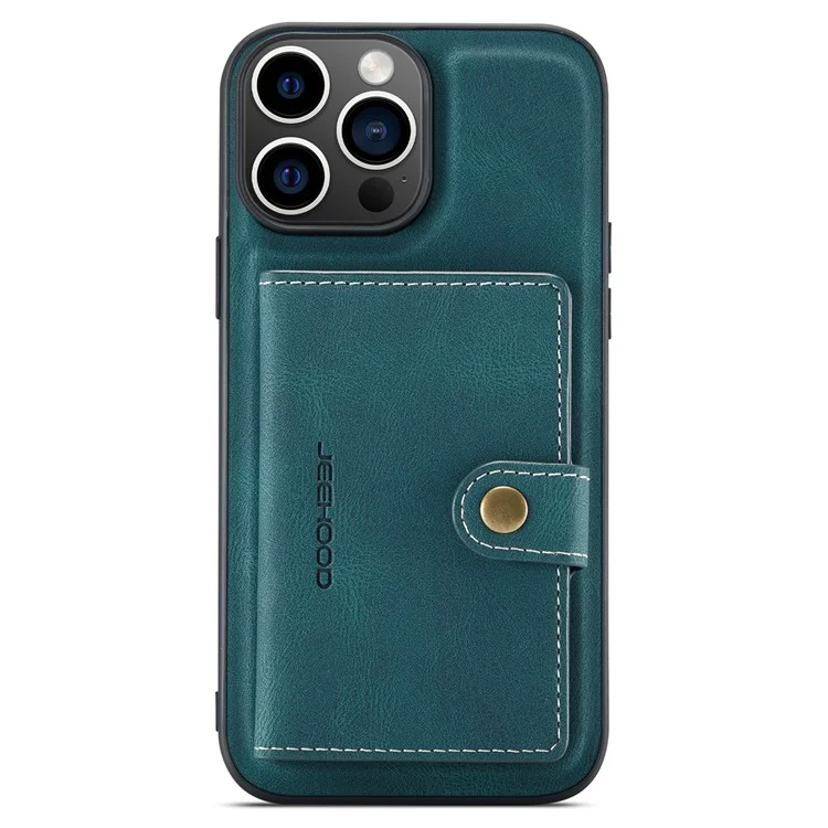 Jeehood J01 Para Iphone 16 Pro Max Case Retro Leather + TPU Tampa de Telefone Destacável Portador de Cartão Magnético - Azul