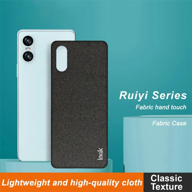 IMAK Ruiyi -serie Für Sony Xperia 10 VI Case Classic Fabric Texture Leder +PC Telefonabdeckung - Schwarz