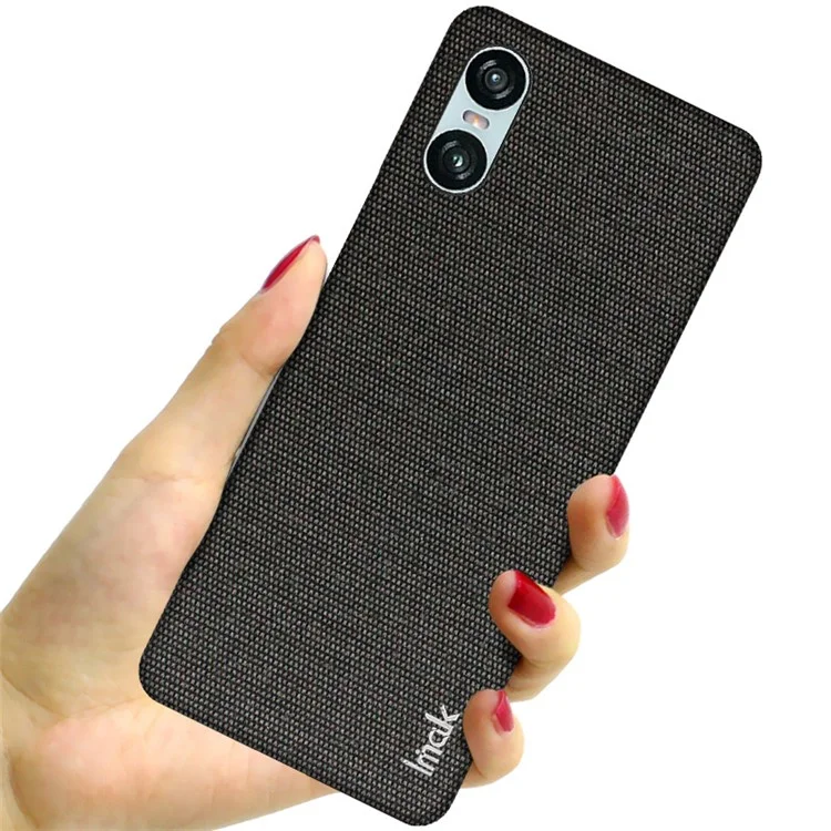 IMAK Ruiyi -serie Für Sony Xperia 10 VI Case Classic Fabric Texture Leder +PC Telefonabdeckung - Schwarz