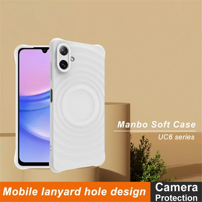 IMAK UC-6-serie til Samsung Galaxy A06 4G hylse med vanddråbe tekstur, anti-skridt, mat TPU-dæksel - Matt hvid