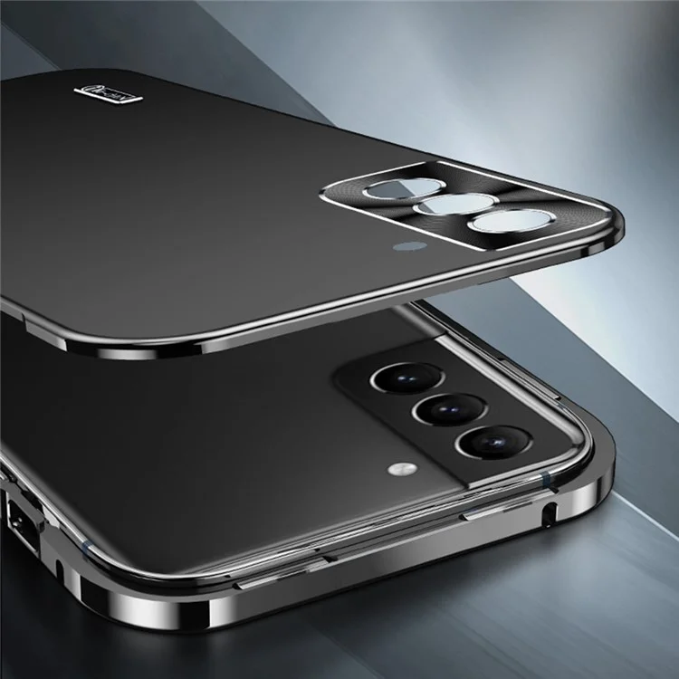 IM-CHEN Anti-Drop Phone Case für Samsung Galaxy S22+ 5G Stoßfestes schlankes Gehäuse Hartkarton-Metallrahmen Matt-Handyhülle mit Magnet-/Schnallenverschluss - Silber
