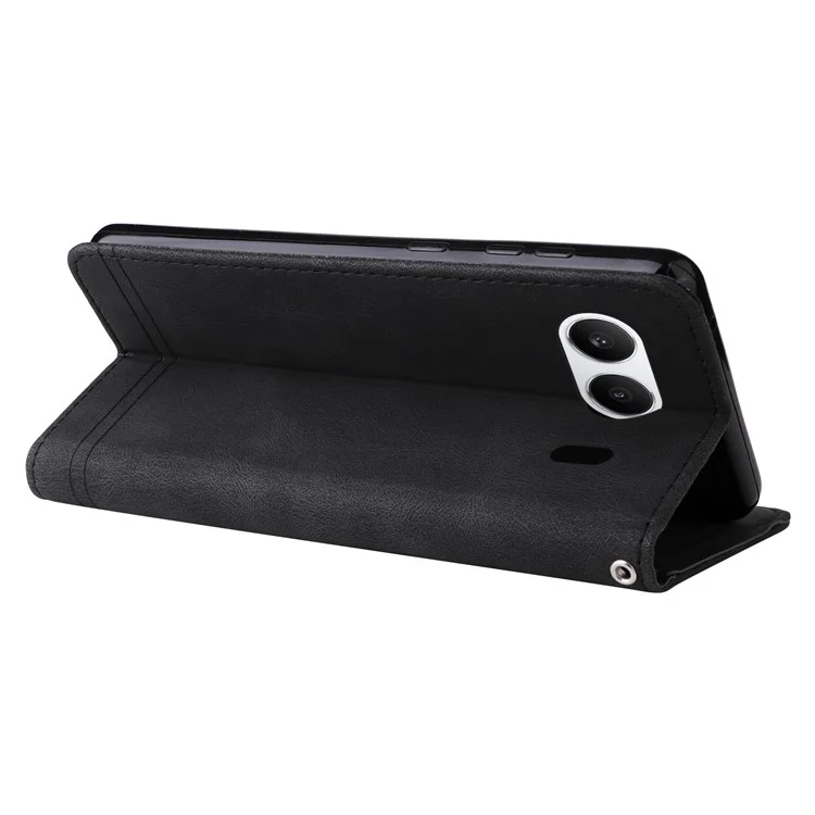 For OnePlus Nord 4 Leather Wallet Cases Skin Touch Phone Cover Stand with Strap - Black