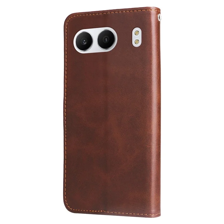 For OnePlus Nord 4 Case Zipper Wallet Calf Texture PU Leather Phone Cover - Brown