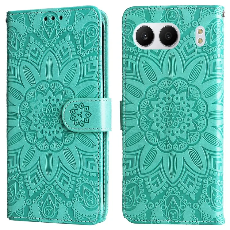 For OnePlus Nord 4 Case Sunflower Imprint Leather Wallet Phone Cover - Green