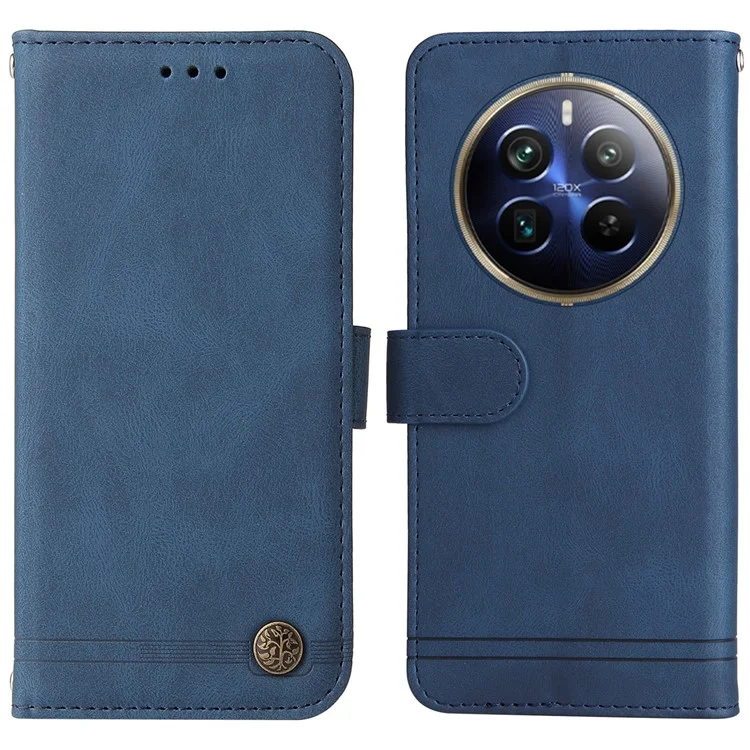 Für Realme 13 Pro+ 5g / 13 Pro 5g / P1 Pro 5g / 12 Pro+ 5g / 12 Pro 5G Wallet Case Skin-Touch Leder-telefonabdeckung - Blau