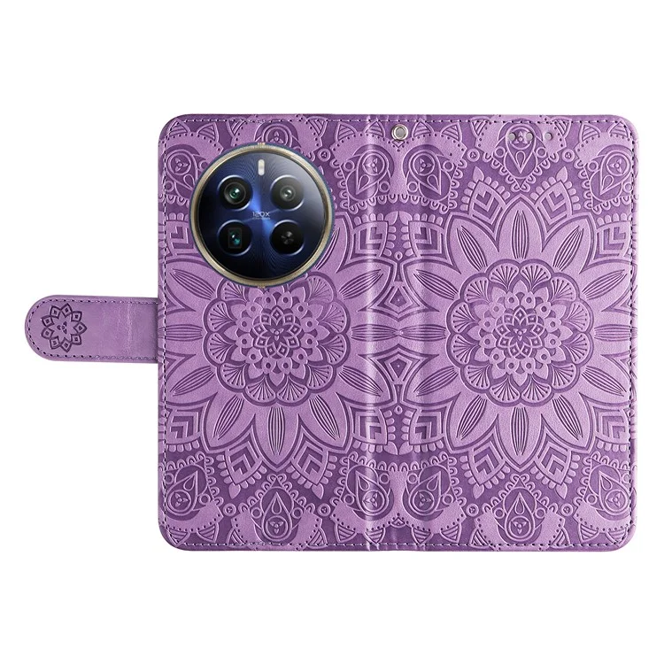 Per Realme 13 Pro+ 5G / 13 Pro 5G / P1 Pro 5G / 12 Pro+ 5G / 12 Pro 5G Case Sunflower Impronta Copertina Per il Telefono Del Portafoglio in Pelle - Viola
