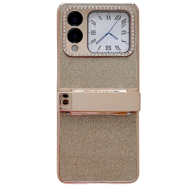 Para Huawei Nova Flip 5G Protecção de Dobradiça Shinge Rhinestone Glitter PC Tone - Ouro