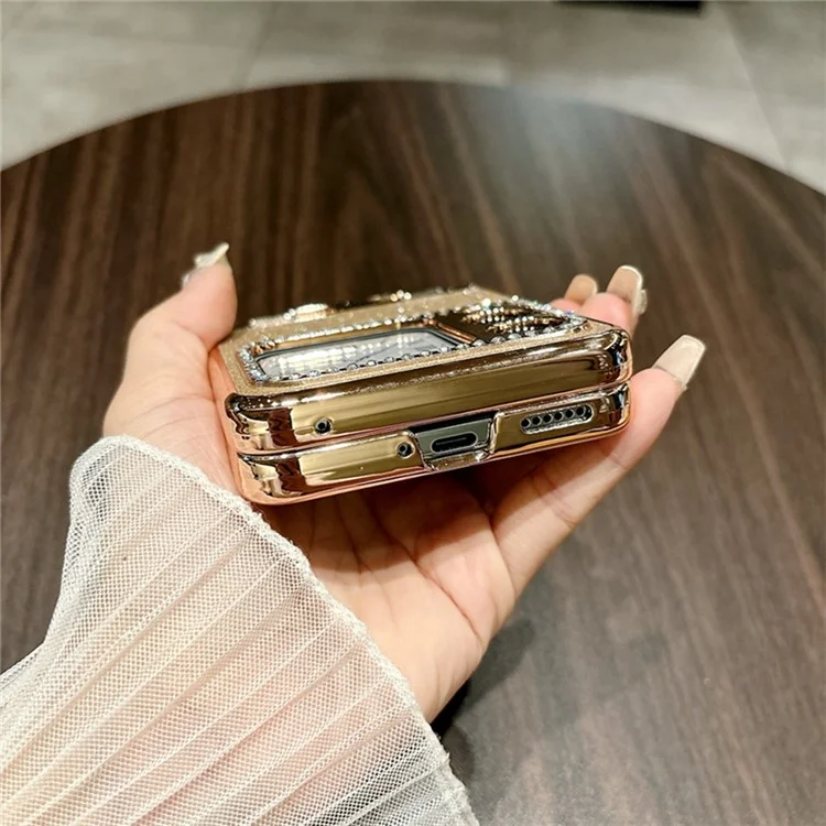 Para Huawei Nova Flip 5G Protecção de Dobradiça Shinge Rhinestone Glitter PC Tone - Ouro