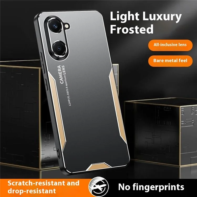 For vivo Y18 4G Phone Case Aluminium Alloy TPU PC Back Cover - Gold