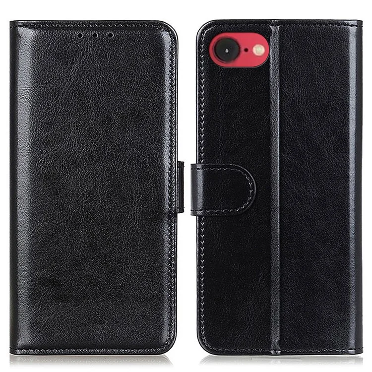 Pour Iphone SE (2024) Case Crazy Horse Texture pu Leather Phone Stand Cover - Noir