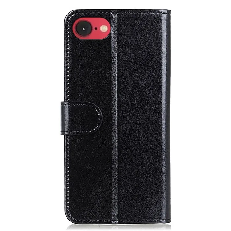 Pour Iphone SE (2024) Case Crazy Horse Texture pu Leather Phone Stand Cover - Noir