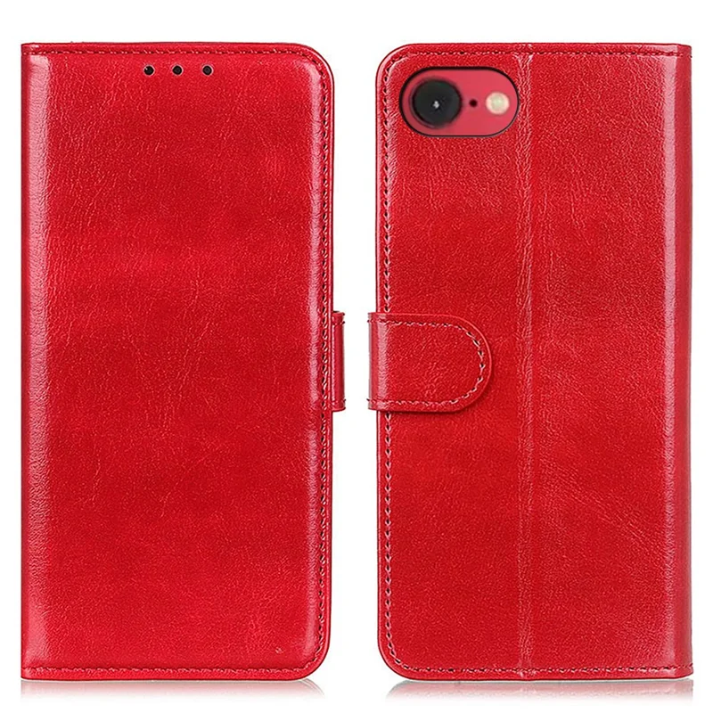Para Iphone SE (2024) Caso Crolia Textura de Cavelo PU Capelo de Capelo de Capela - Vermelho