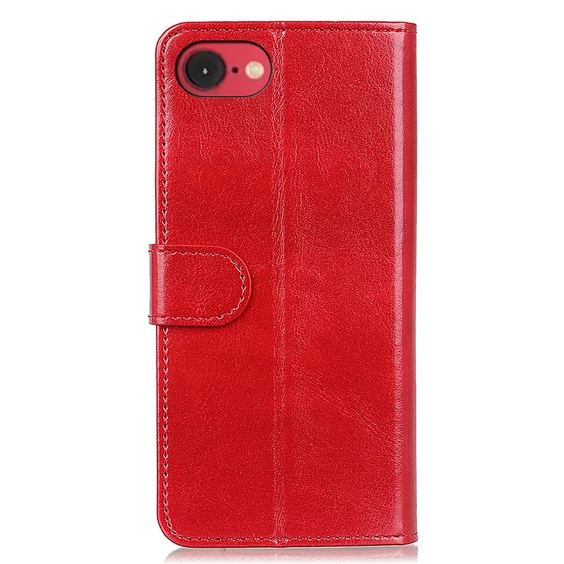 Para Iphone SE (2024) Caso Crolia Textura de Cavelo PU Capelo de Capelo de Capela - Vermelho