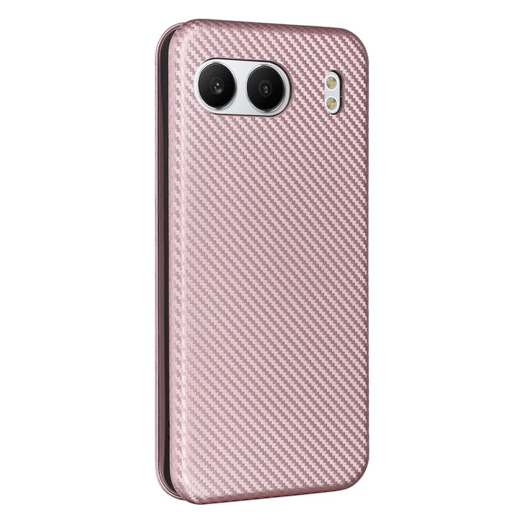 Per OnePlus Nord 4 Case Carbon Fiber Texture Drop-Proof PU Leather Phone Cover - Rose Gold