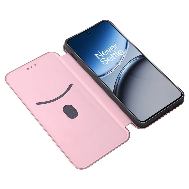 Per OnePlus Nord 4 Case Carbon Fiber Texture Drop-Proof PU Leather Phone Cover - Rose Gold