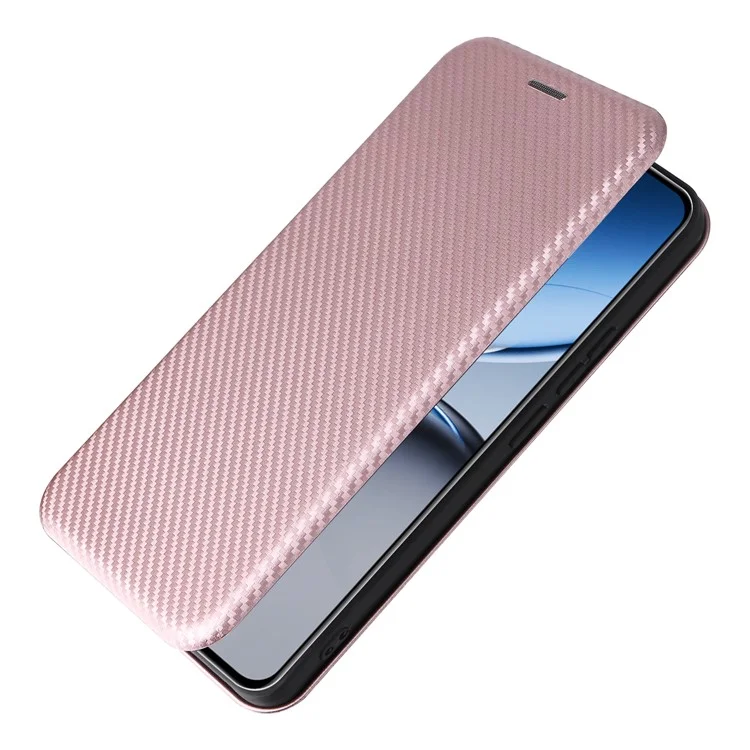 Per OnePlus Nord 4 Case Carbon Fiber Texture Drop-Proof PU Leather Phone Cover - Rose Gold