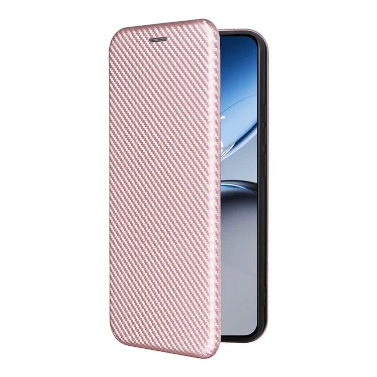 Per OnePlus Nord 4 Case Carbon Fiber Texture Drop-Proof PU Leather Phone Cover - Rose Gold
