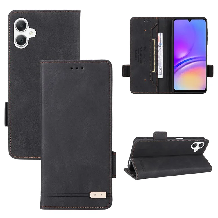 Para Samsung Galaxy A06 Case Flip Telephip Cover Con Decoración de Hardware - Negro