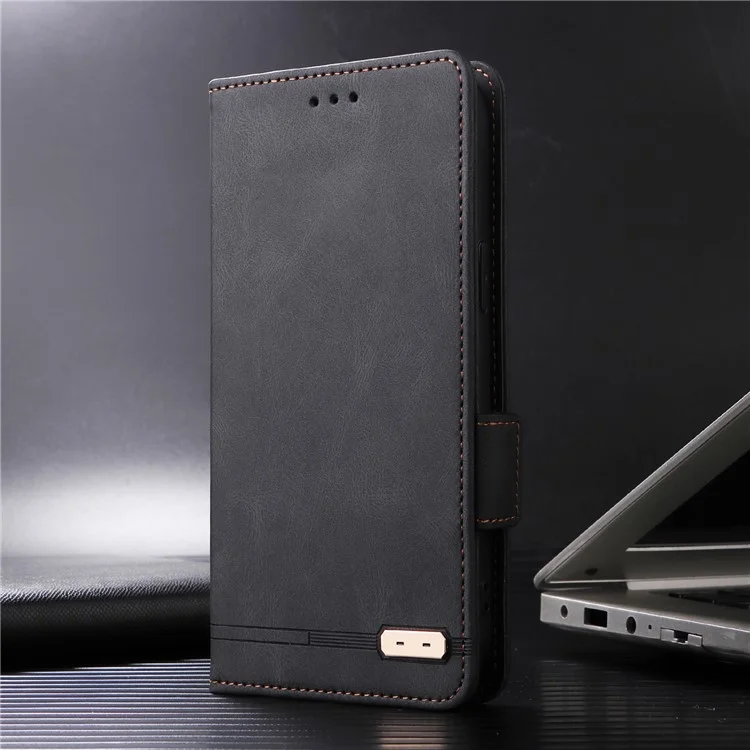 Para Samsung Galaxy A06 Case Flip Telephip Cover Con Decoración de Hardware - Negro