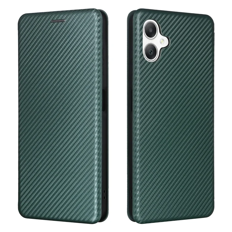 For Samsung Galaxy A06 4G Case Carbon Fiber Texture Drop-Proof PU Leather Phone Cover - Green